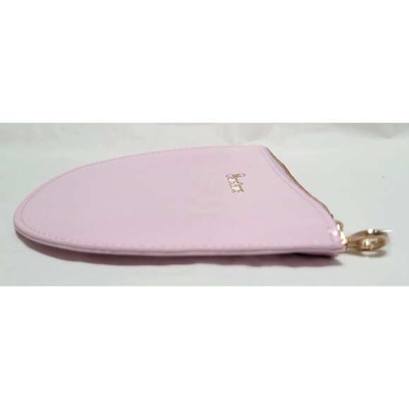SeneGence Pink Stiff Faux Leather Half-Moon Zip Cosmetic Makeup Bag Pouch - Picture 3 of 7